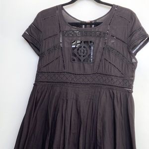 Free People Black  Cotton Dress Size Large